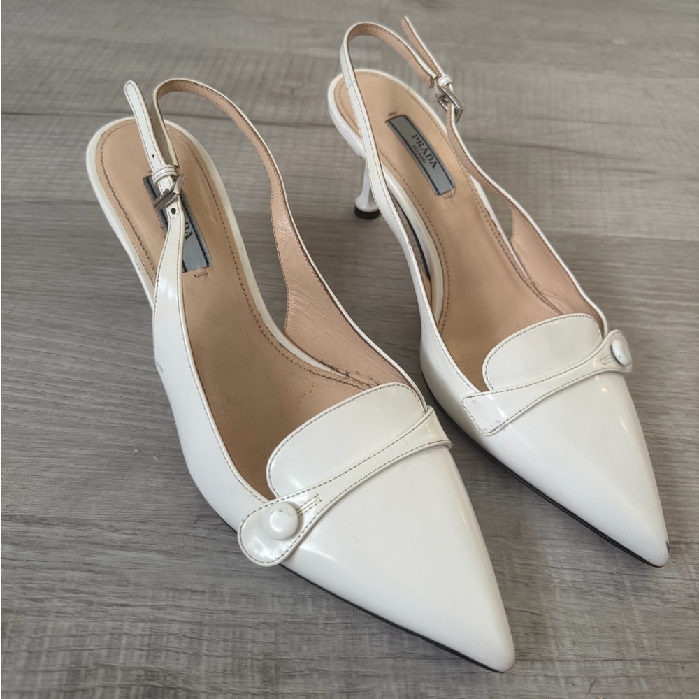 Prada White Slingback pumps